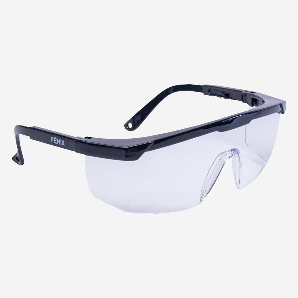 Óculos de Segurança Incolor Frontal e Lateral Lente em Policarbonato Antirrisco UVA e UVB Armação de Nylon Danny Fênix DA-14.500 C.A 9722