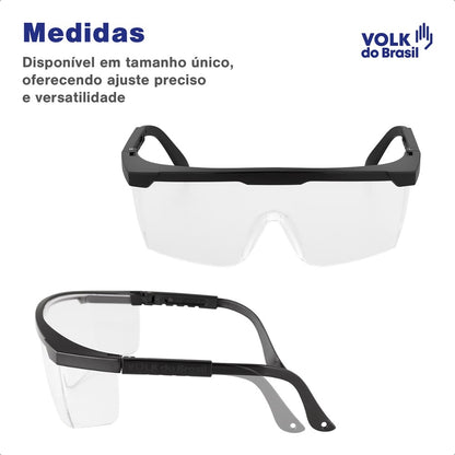 Óculos de Segurança Incolor Frontal e Lateral Lente em Policarbonato Antirrisco Haste Preta Volk Vvision 100 24.24.288.11 C.A 42716
