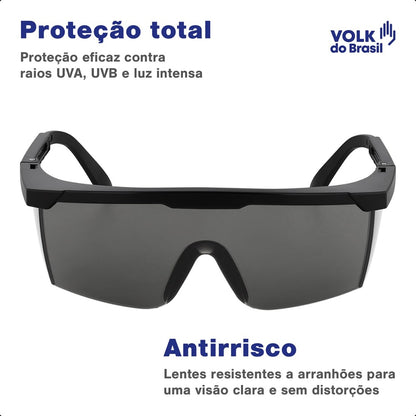 Óculos de Segurança Cinza Frontal e Lateral Lente em Policarbonato Antirrisco Haste Preta Volk Vvision 100 24.24.288.11 C.A 42716