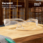 Óculos de Segurança Incolor Frontal Lente em Policarbonato Antirrisco Volk Vvision 200 24.24.290.11 C.A 42717