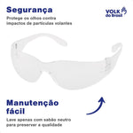 Óculos de Segurança Incolor Frontal Lente em Policarbonato Antirrisco Volk Vvision 200 24.24.290.11 C.A 42717