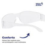 Óculos de Segurança Incolor Frontal Lente em Policarbonato Antirrisco Volk Vvision 200 24.24.290.11 C.A 42717