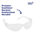 Óculos de Segurança Incolor Frontal Lente em Policarbonato Antirrisco Volk Vvision 200 24.24.290.11 C.A 42717