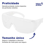 Óculos de Segurança Incolor Frontal e Lateral Lente em Policarbonato Antirrisco Volk Vvision 300 24.24.294.11 C.A 42718