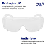 Óculos de Segurança Incolor Frontal e Lateral Lente em Policarbonato Antirrisco Volk Vvision 300 24.24.294.11 C.A 42718