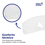 Óculos de Segurança Incolor Frontal e Lateral Lente em Policarbonato Antirrisco Volk Vvision 300 24.24.294.11 C.A 42718