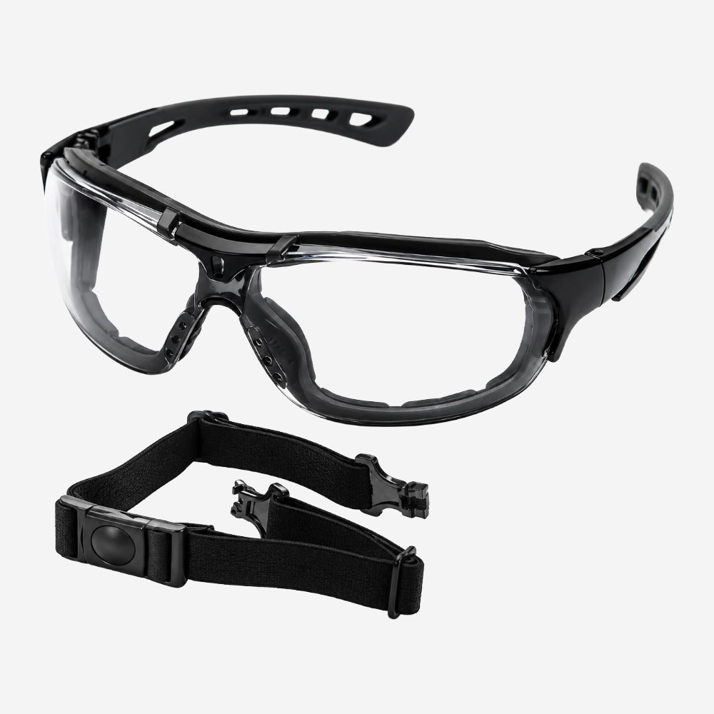 Óculos de Proteção com Hastes Removíveis, Elástico Ajustável e Lente Antiembaçante, Antirrisco e UV para Indústria Steelflex Roma STF-VS200130 CA 40903