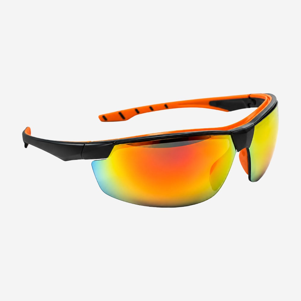 Óculos de Proteção com Lentes Espelhadas em Policarbonato Antiembaçante, Antirrisco e UV para Indústria e Serviços Externos Steelflex Neon STF-VS201840 CA 40906