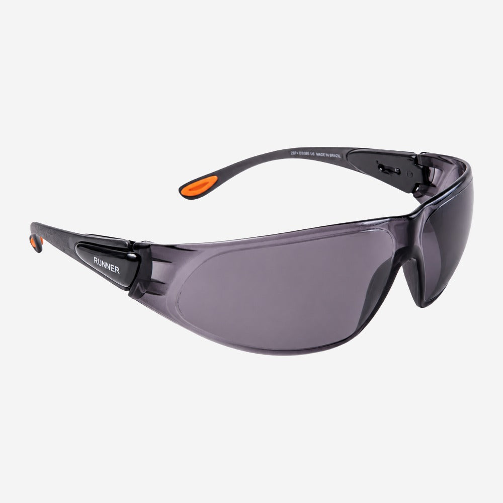 Óculos de Proteção para Construção Civil Manutenção Uso Externo Lente Cinza Antiembaçante Antirrisco UV Haste Regulável VICSA Runner VIC56320 CA 20710