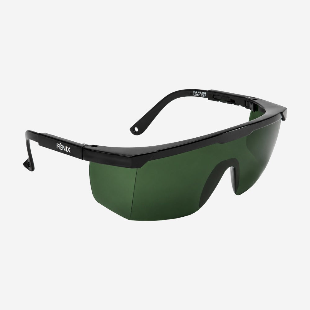 Óculos de Proteção para Solda Brasagem Corte Lente Verde 5.0 Antiembaçante Antirrisco UV Proteção Frontal e Lateral VICSA Fênix VIC51150 CA 19625
