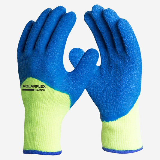 Luva de Proteção Baixas Temperaturas Até -30º C Fio Acrílico Verde Com Banho em Látex Azul Danny Polarflex DA-23.500 C.A 21252