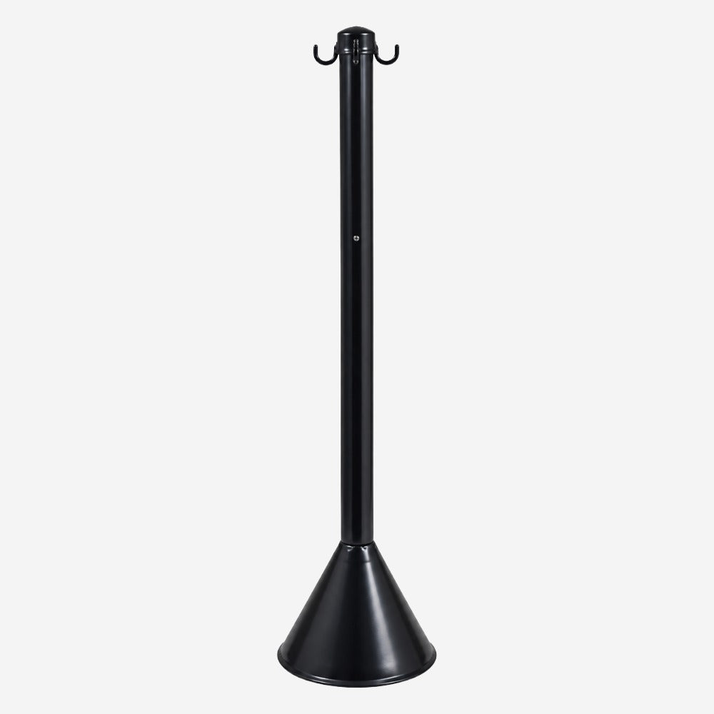 Pedestal de Sinalização Preto 95cm com Base 22cm e Gancho para Corrente em Indústrias KTELI