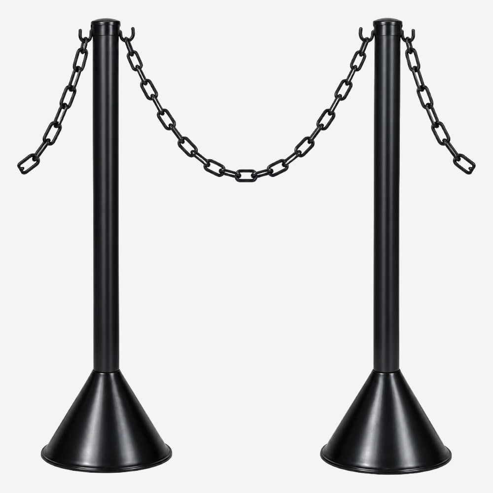 Pedestal de Sinalização Preto 95cm com Base 22cm e Gancho para Corrente em Indústrias KTELI