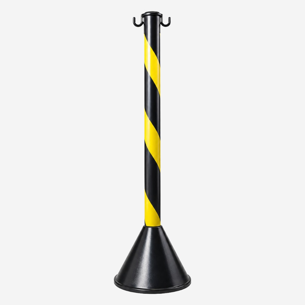 Pedestal de Sinalização Zebrado Preto e Amarelo 95cm com Gancho para Isolamento de Áreas KTELI