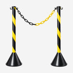Pedestal de Sinalização Zebrado Preto e Amarelo 95cm com Gancho para Isolamento de Áreas KTELI