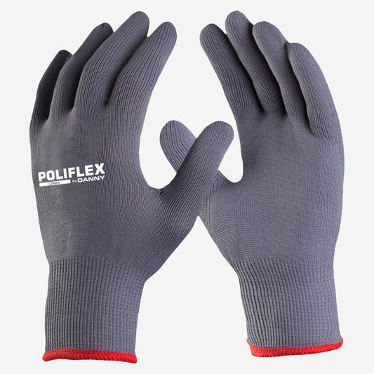 Luva de Proteção Antiestática Abrasão Altas Temperaturas Até 100º C Tricotada em Nylon Cinza Danny Poliflex DA-11.100 C.A 26924