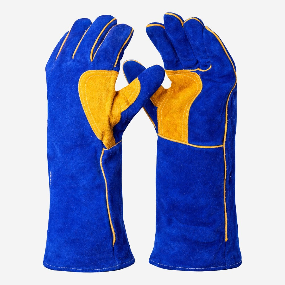 Luva de Proteção Para Soldagem Altas Temperaturas Até 350ºC Couro Especial Tratado Azul Com Forro em Algodão Danny Powersolda DA-94.100P C.A 40167