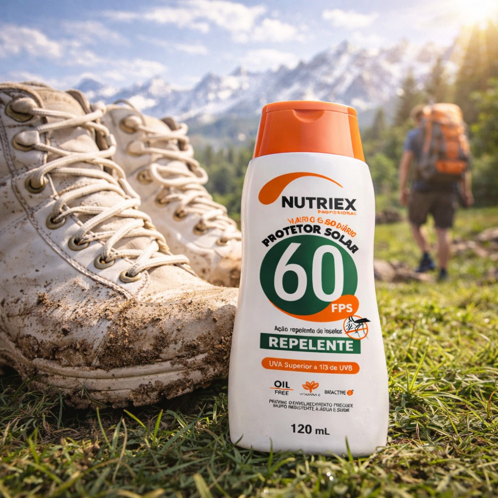 Protetor Solar Corporal Com Repelente 120mL FPS 60 1/3 UVA Hipoalergênico Resistente à Água Nutriex Profissional 62802