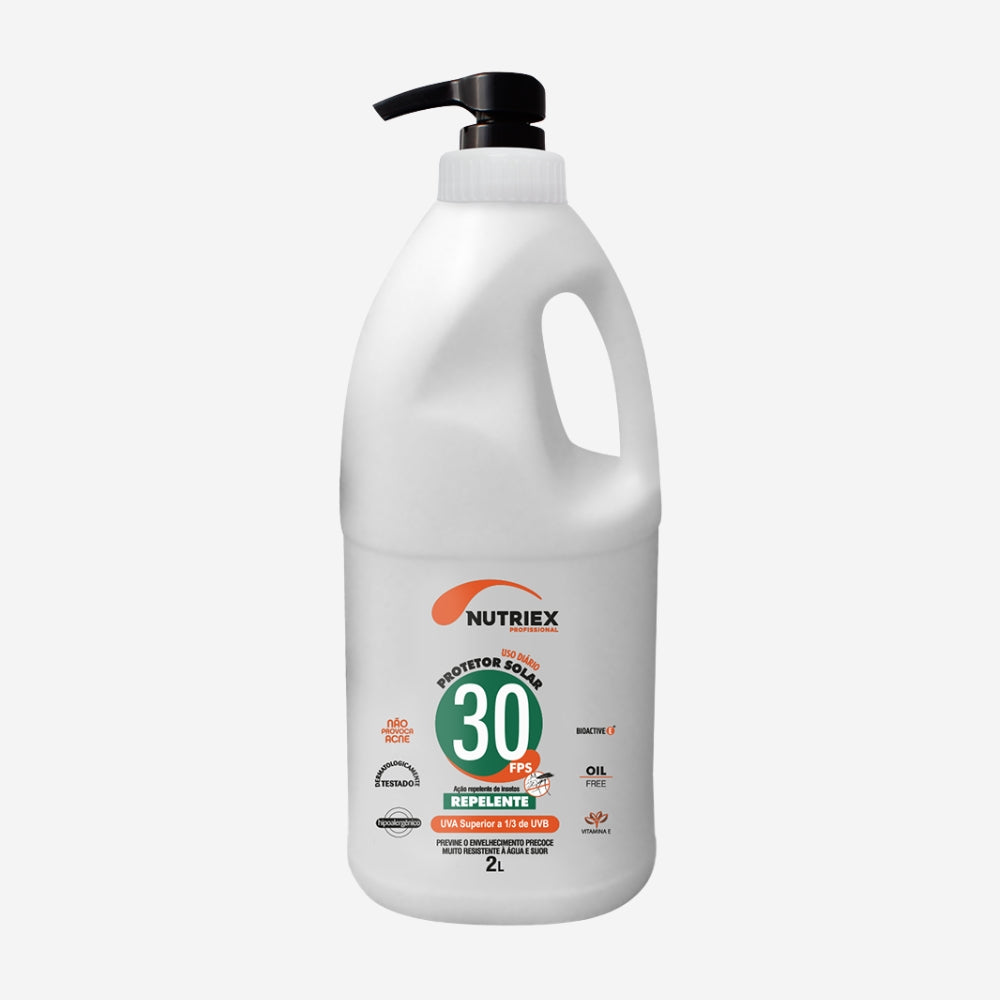 Protetor Solar Corporal Com Repelente 2 Litros FPS 30 1/3 UVA Hipoalergênico Resistente à Água Nutriex Profissional 61069