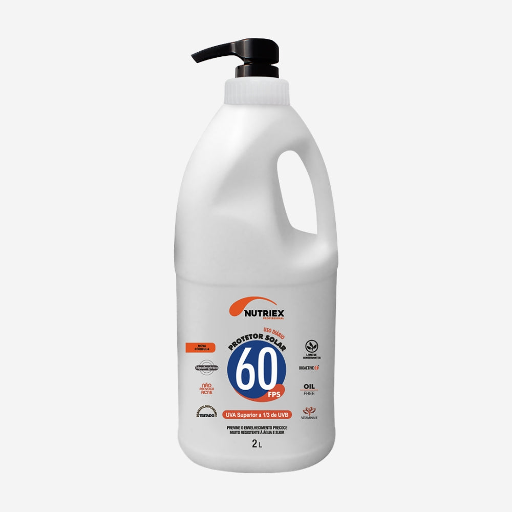 Protetor Solar Corporal 2 Litros FPS 60 1/3 UVA Hipoalergênico Resistente à Água Nutriex Profissional 61036