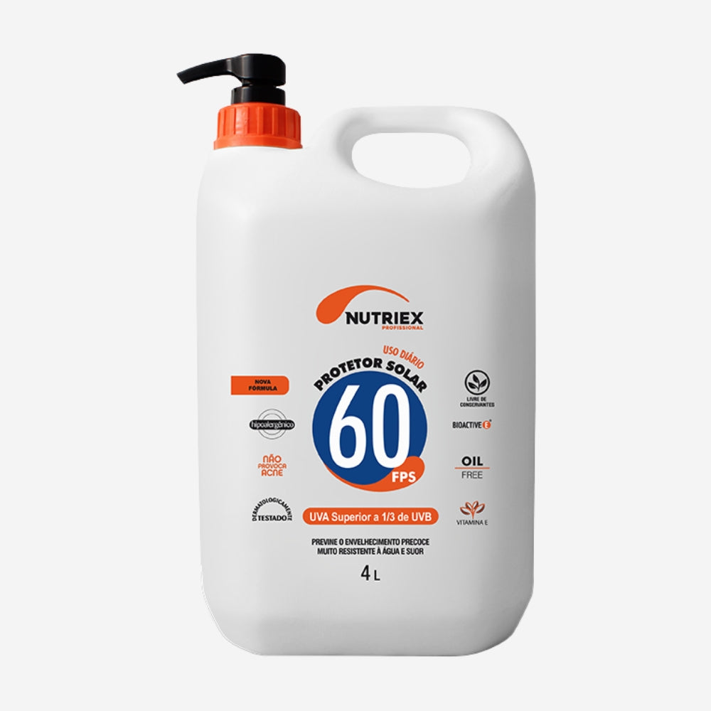 Protetor Solar Corporal 4 Litros FPS 60 1/3 UVA Hipoalergênico Resistente à Água Nutriex Profissional 61044