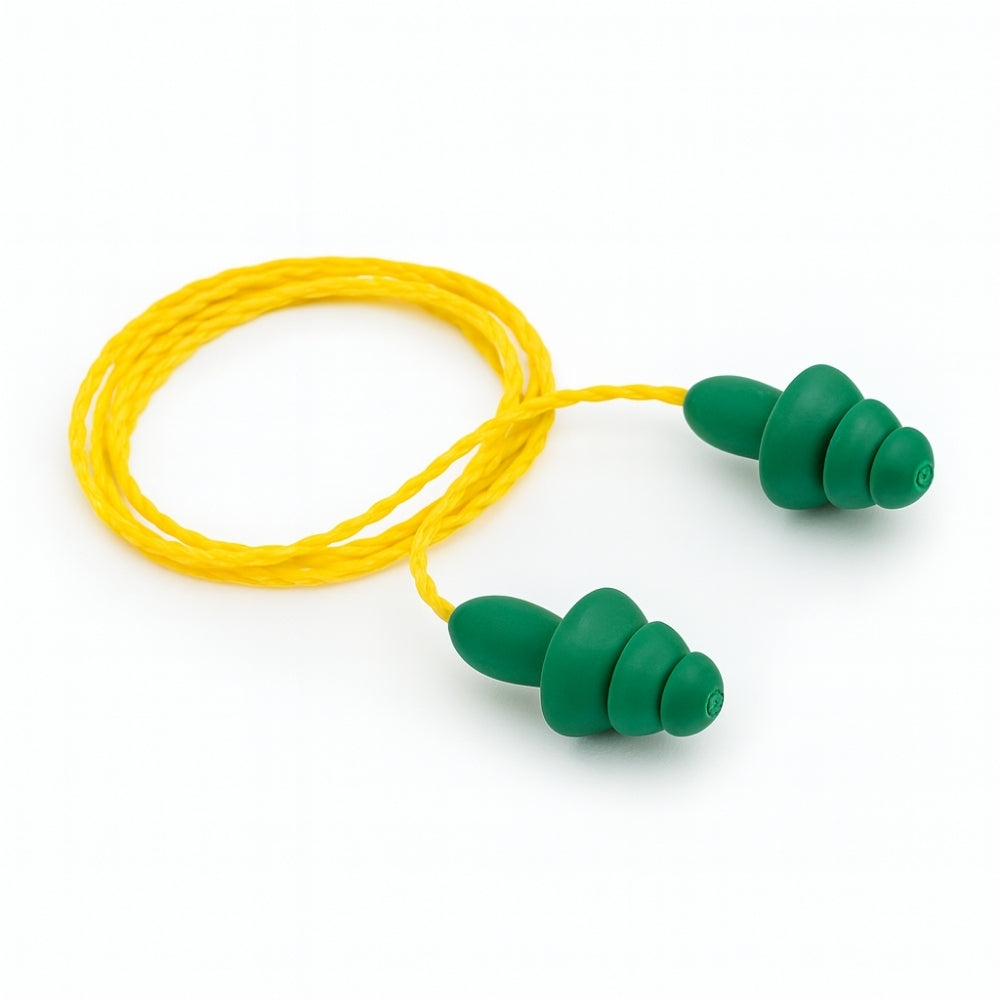 Protetor Auditivo de Elastômero Verde Tipo Plug Com Cordão Amarelo 16 dB 3M 1290 HB004458426 CA 9584