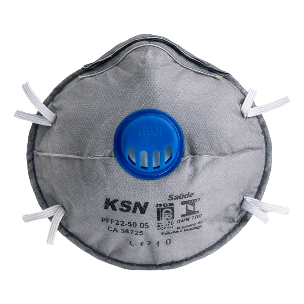 Respirador Descartável Tipo Concha PFF-2 Cinza Com Válvula Elástico Na Nuca KSN 4005 C.A 38112