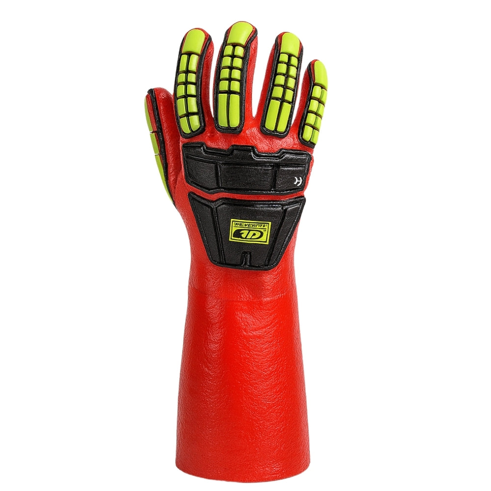 Luva de Proteção Anti-impacto Produtos Químicos Cano Longo PVC Vermelha Ansell RINGERS R074 CA 44325