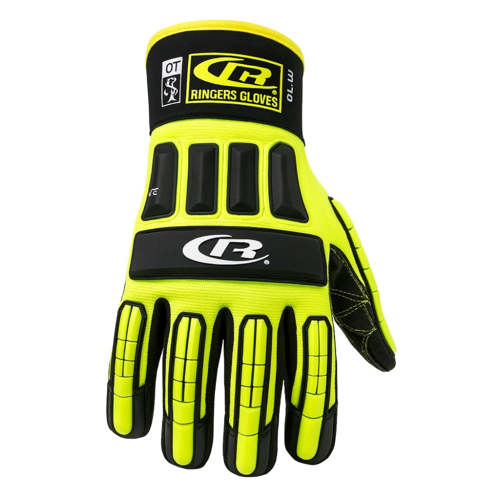 Luva de Proteção Anti-impacto Anticorte Kevlar Preta e Verde Ansell RINGERS R297 CA 44341