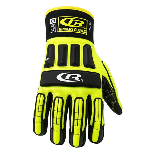 Luva de Proteção Anti-impacto Anticorte Kevlar Preta e Verde Ansell RINGERS R297 CA 44341