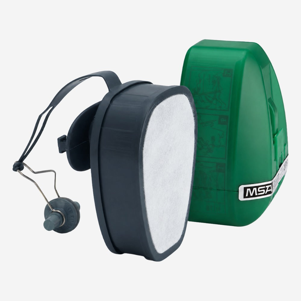 Respirador De Fuga Uso Único Com Bocal Clipe Nasal E Cartucho Químico MSA MiniScape 216333  C.A 13182