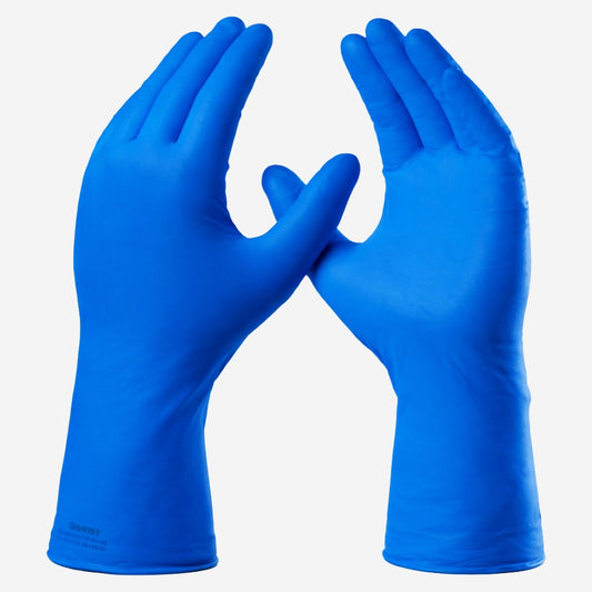 Luva de Proteção Descartável Alta Sensibilidade Proteção Química Borracha Nitrílica Azul Escuro Danny Sensiflex Ultra DA-90.510 C.A 49218