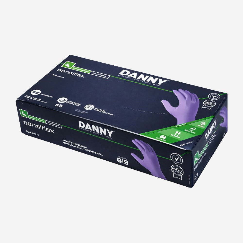 Luva Nitrílica Descartável Hipoalergênica Roxa Caixa com 100 Danny Sensiflex Flex DA-90.400 C.A 45458