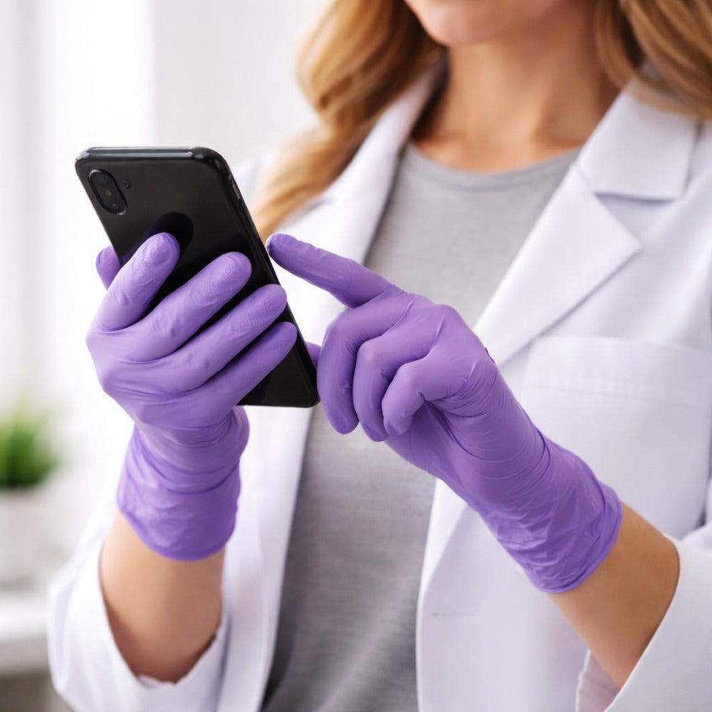 Luva Nitrílica Descartável Hipoalergênica Roxa Caixa com 100 Danny Sensiflex Flex DA-90.400 C.A 45458