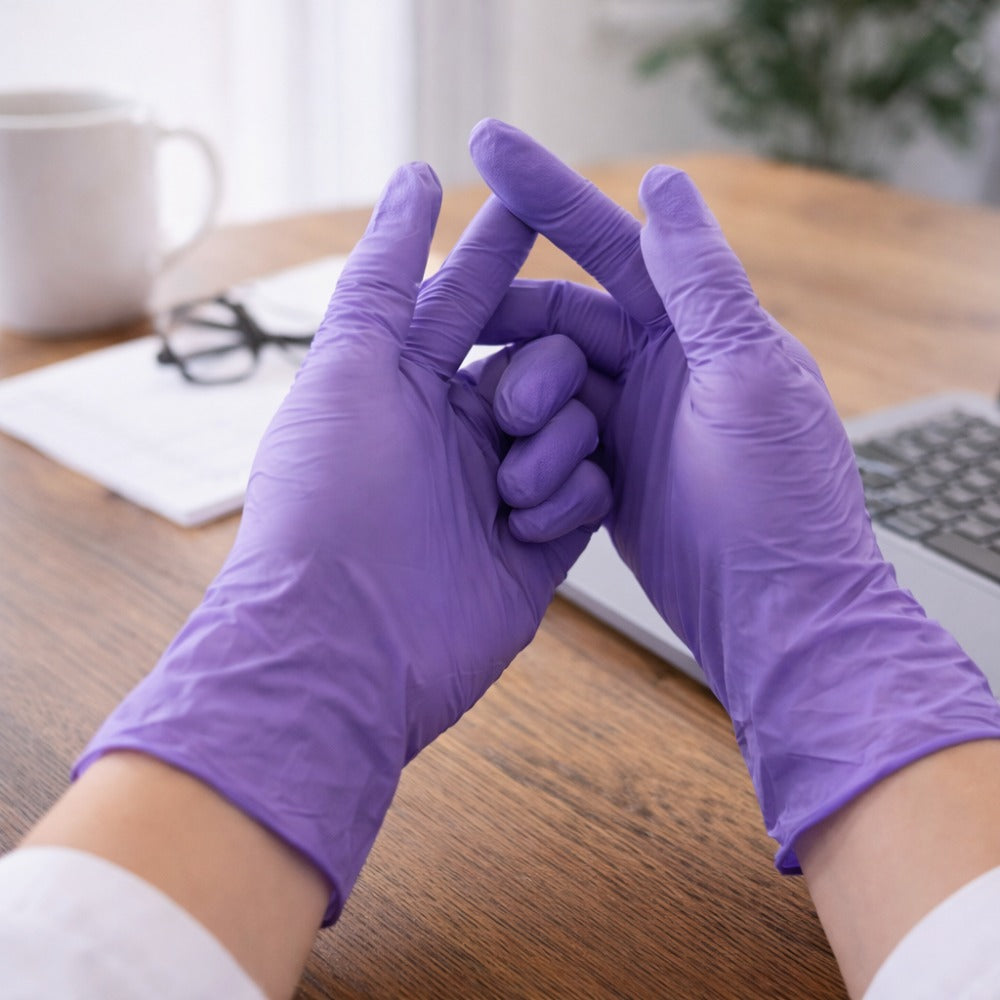 Luva Nitrílica Descartável Hipoalergênica Roxa Caixa com 100 Danny Sensiflex Flex DA-90.400 C.A 45458