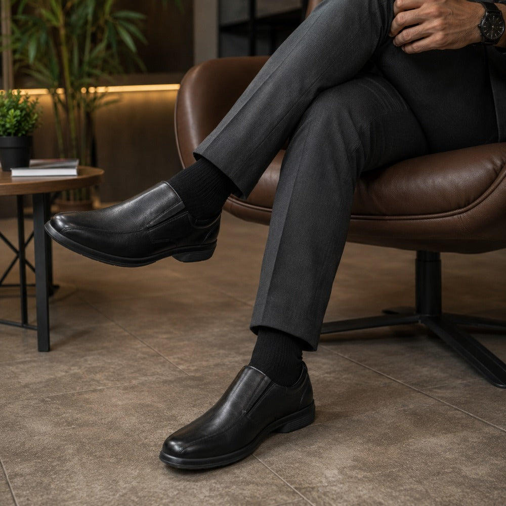 Sapato Social Oxford Elástico Bico True Line Couro Preto Marluvas 20S29 S C.A 41864