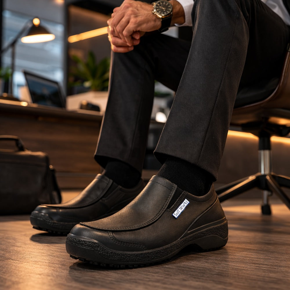 Sapato Social de EVA Preto Uso Profissional Antimicrobiano Solado Antiderrapante Soft Works BB67 C.A 42508