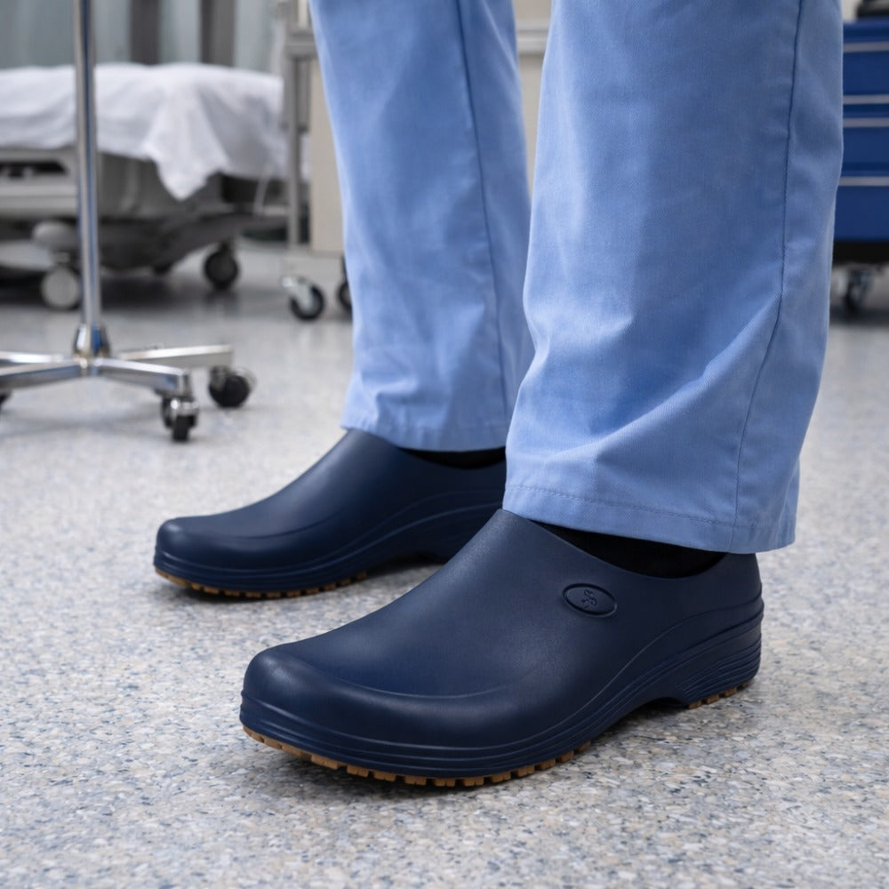 Sapato de EVA Azul Marinho Uso Profissional Antimicrobiano Solado Antiderrapante Sticky Shoes Man C.A 39674