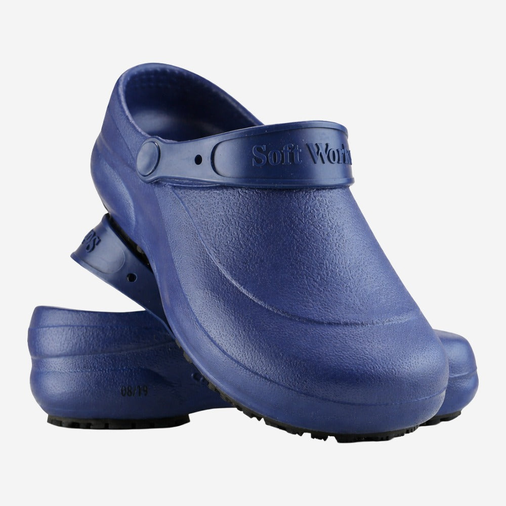 Sapato de EVA Tipo Crocs Azul Marinho Uso Profissional Antimicrobiano Solado Antiderrapante Soft Works BB60 C.A 27921