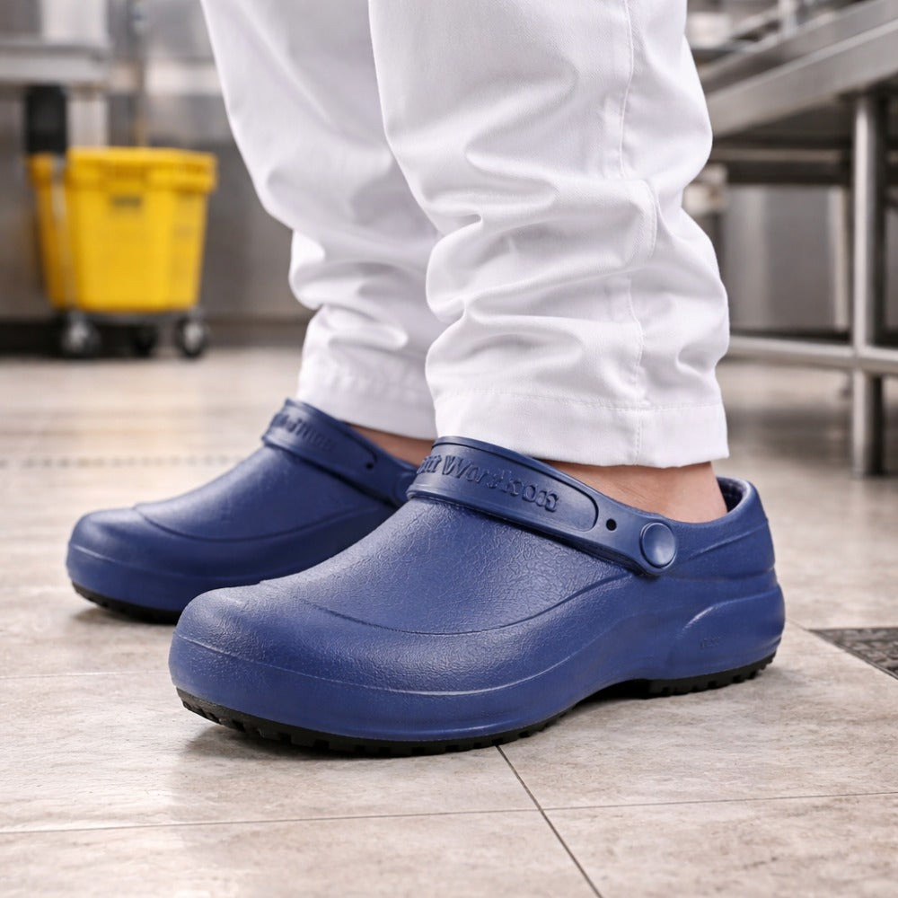Sapato de EVA Tipo Crocs Azul Marinho Uso Profissional Antimicrobiano Solado Antiderrapante Soft Works BB60 C.A 27921