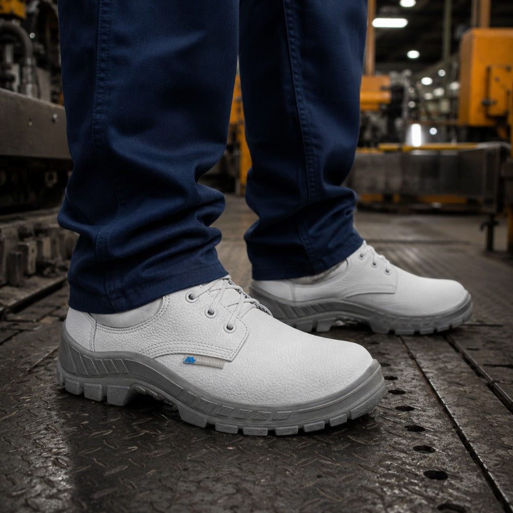 Sapato de Segurança Cadarço Bico PVC Couro Branco Marluvas 50S29M BP C.A 47077