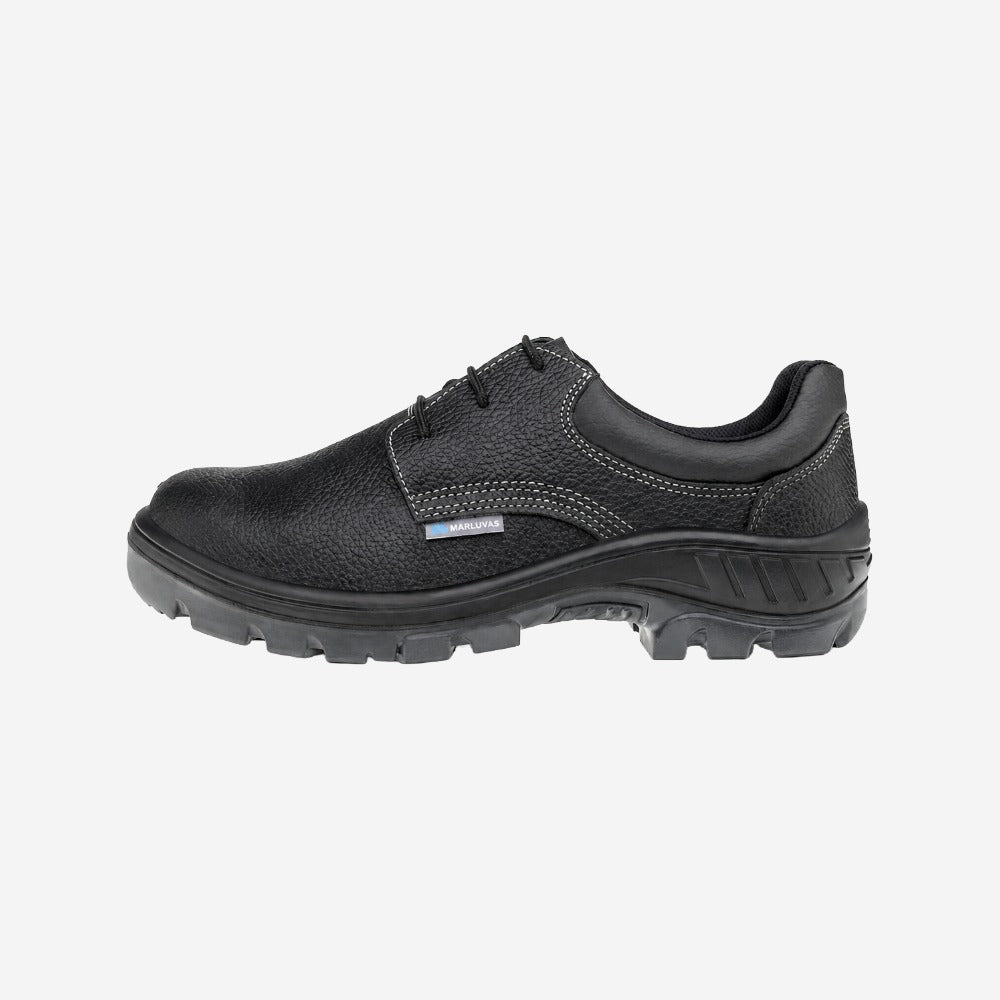 Sapato de Segurança Cadarço Bico PVC Couro Preto Marluvas 95S29 BP C.A 41424