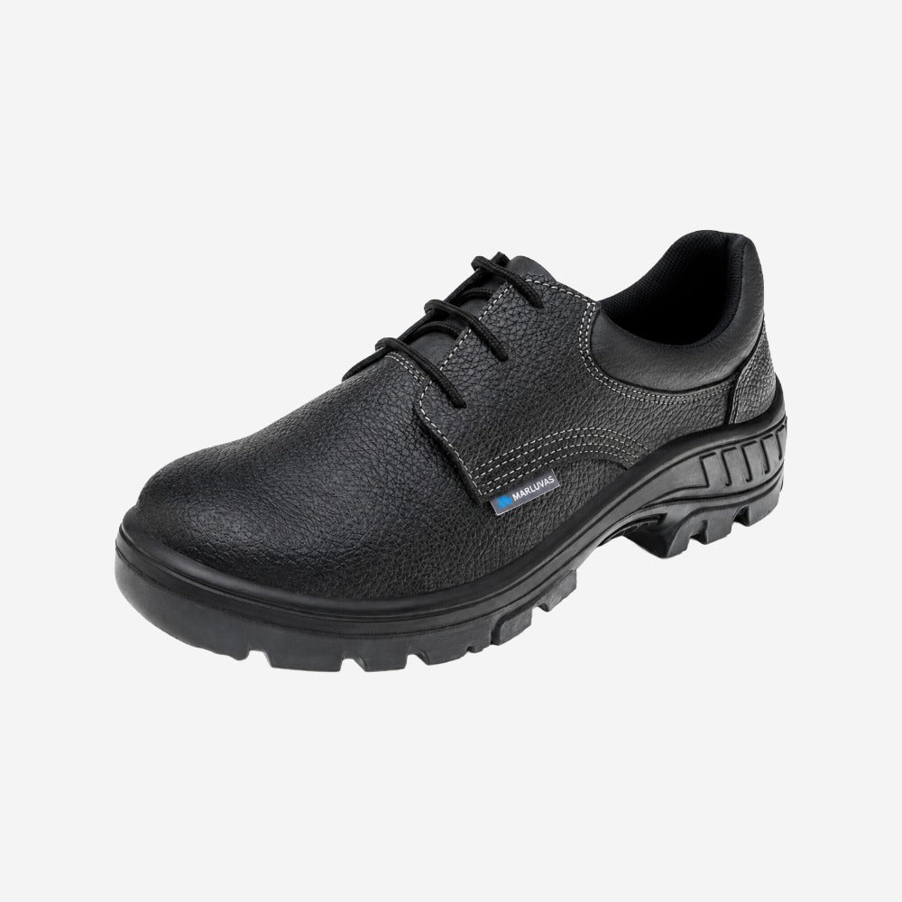 Sapato de Segurança Cadarço Bico PVC Couro Preto Marluvas 95S29 BP C.A 41424