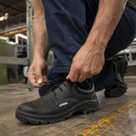 Sapato de Segurança Cadarço Bico PVC Couro Preto Marluvas 95S29 BP C.A 41424