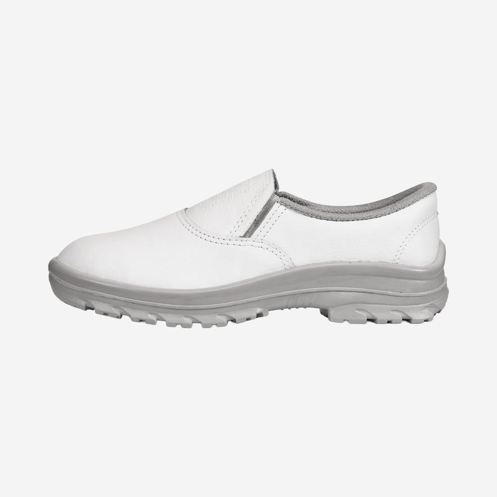 Sapato de Segurança Elástico Bico Aço Couro Branco Solado Monodensidade Cartom C.A 40142