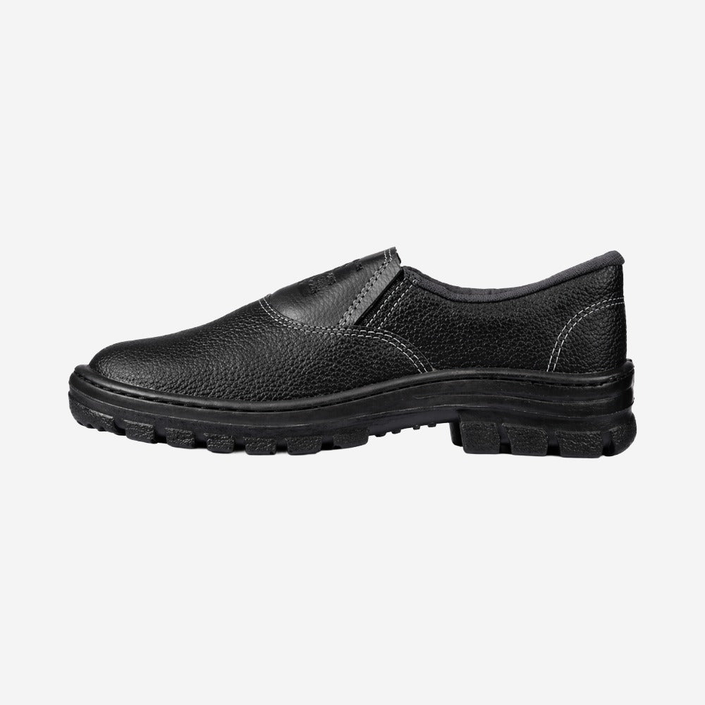 Sapato de Segurança Elástico Bico Aço Couro Preto Solado Monodensidade Cartom CP088PP C.A 17143
