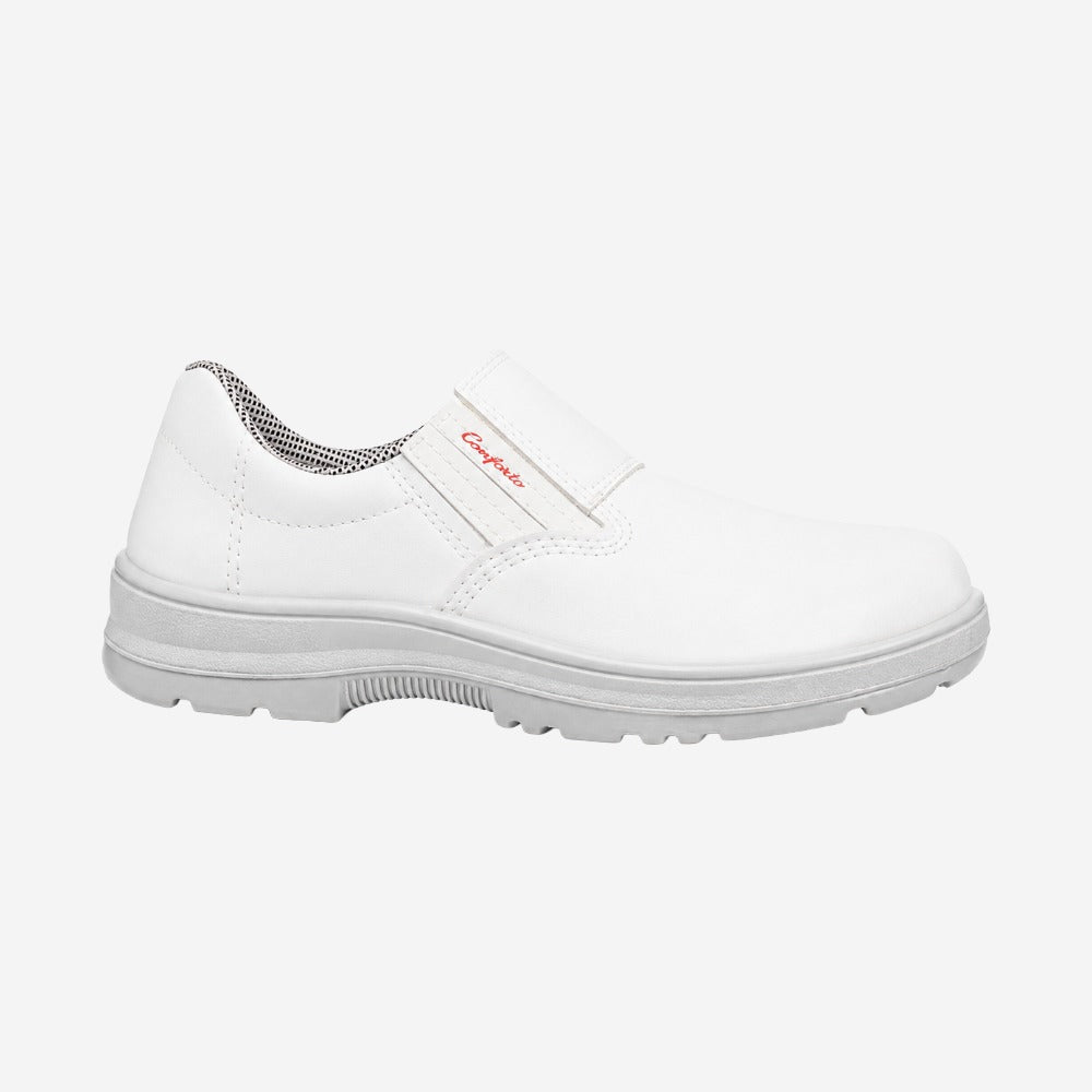 Sapato de Segurança Elástico Bico Composite Couro Branco Solado Bidensidade Conforto SS62-405 C.A 42686