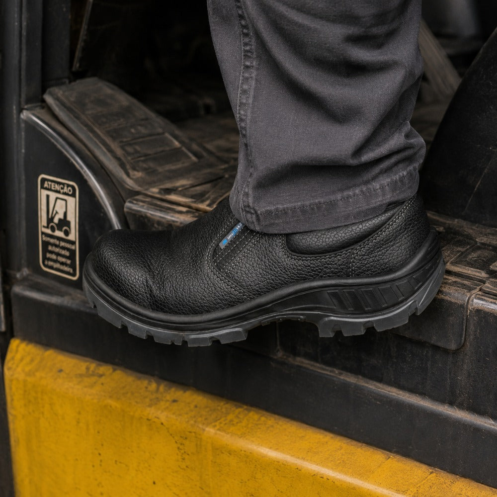 Sapato de Segurança Elástico Bico PVC Couro Preto Marluvas 95S19 BP C.A 41420
