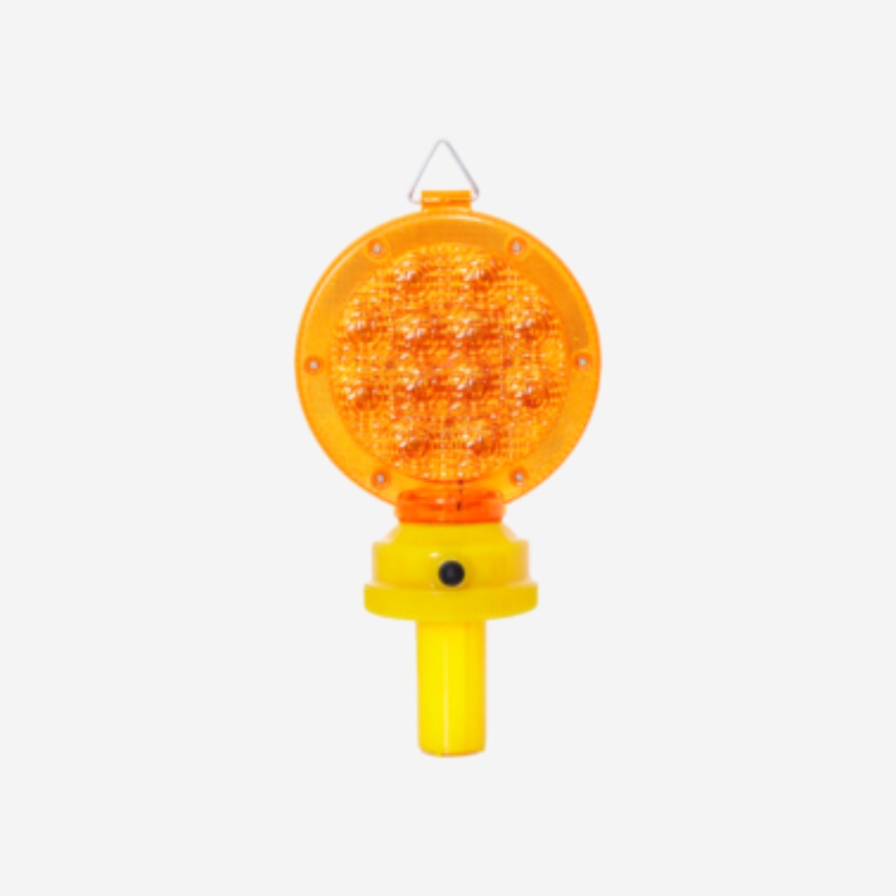 Sinalizador Viário 12 LEDs Âmbar a Pilhas 360° para Cones, Obras e Desvios Kteli Super LED 12