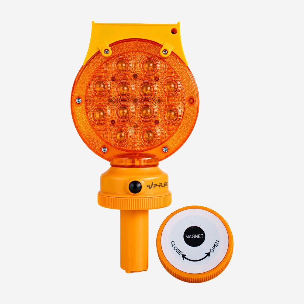 Sinalizador Viário Super LED 12 35cm Âmbar com 2 Modos para Rodovias e Obras KTELI